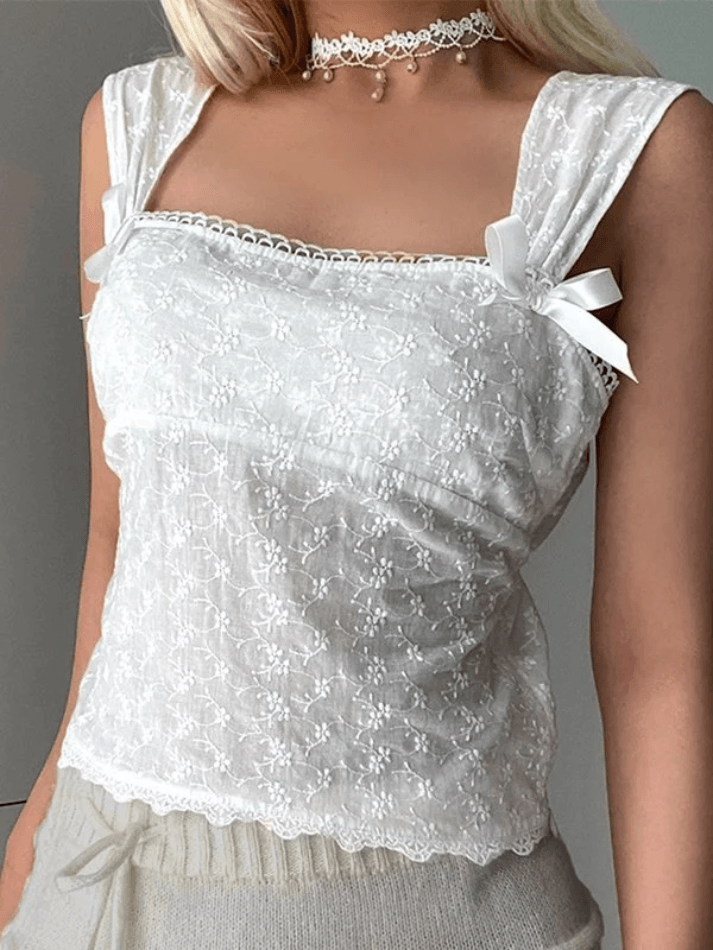 Chic Bow Embroidered Tank